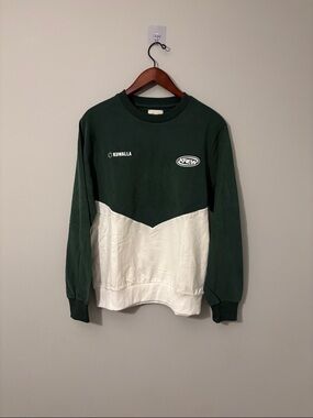 Kuwalla Krew Forest Green and White Colorblock Crewneck Sweatshirt